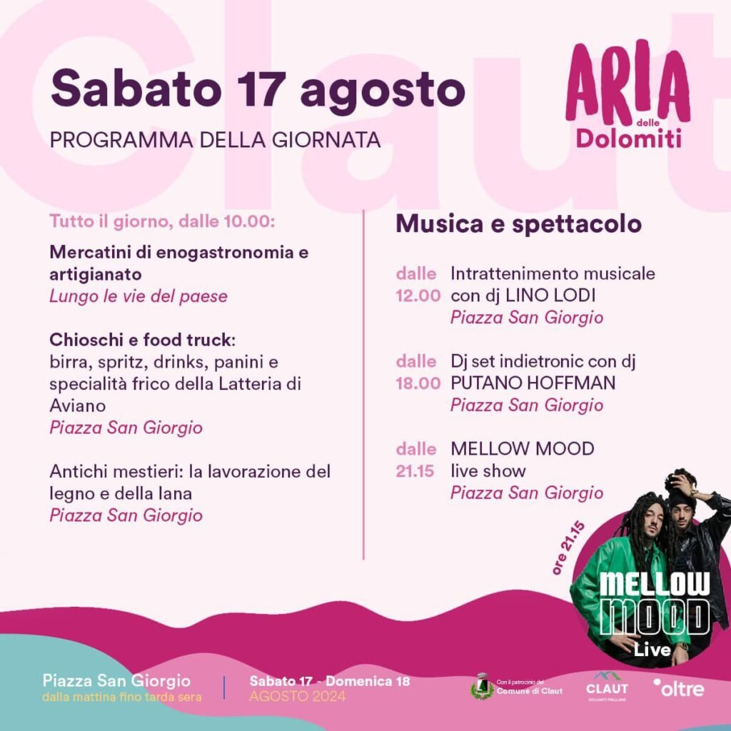 Sabato 17 agosto: mercatini, cibo e musica